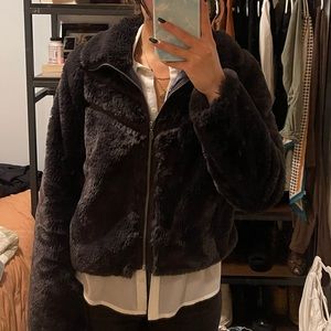 Black/Deep Blue Faux Fur Anthropologie Jacket